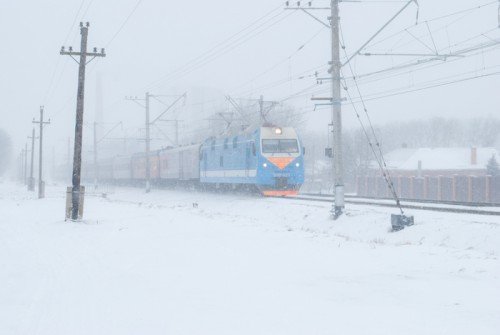 Поезд на ул. Железнодорожной в Пятигорске